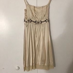 Marciano Silk cream beaded cocktail dress